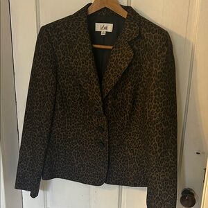 Le Suit Women's Leopard/Cheetah Print Blazer - Brown & Black.